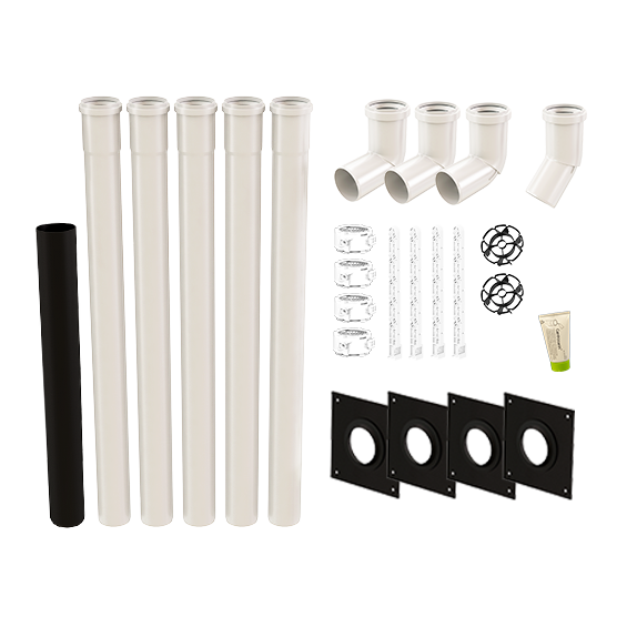group of innoflue lite vent fittings